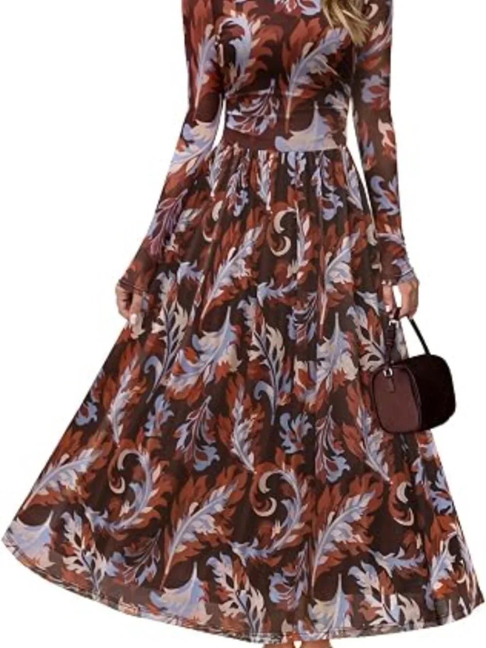 Women's Fall Wedding Guest Cocktail Long Sleeve Floral Maxi Dress